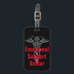 Emotional Support Guitar Funny Luggage Tag<br><div class="desc">Are you attached to your guitar? Let the world know with this funny luggage tag. This tag has the design on one side, and the other side has a slide in card for your name, address, etc. I doubt this will help you get it on an aeroplane, but hey, it's...</div>