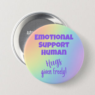 Emotional Support Human Hugs Rainbow Button