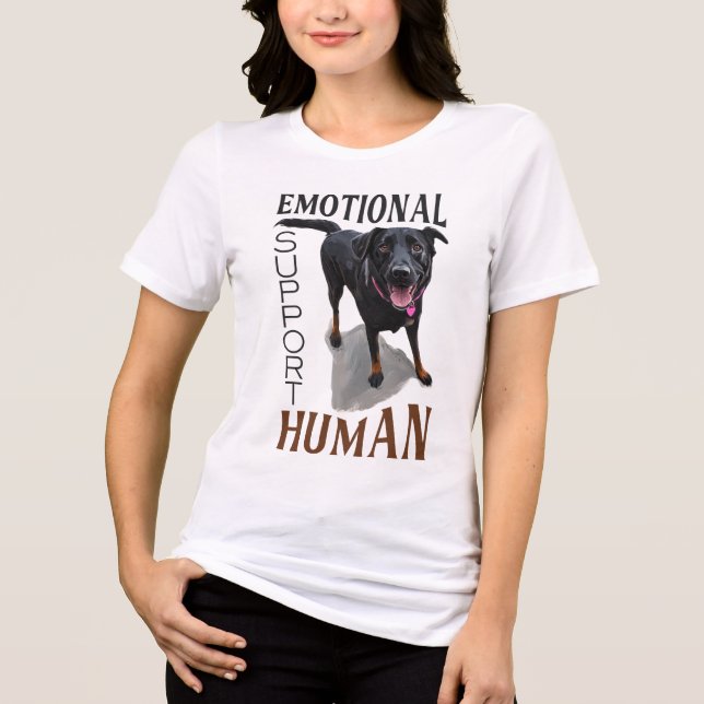 Emotional Support Human with Dog Tri-Blend Shirt (Front)