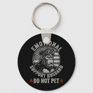 Emotional Support Husband Do Not Pet Funny Monkey Key Ring