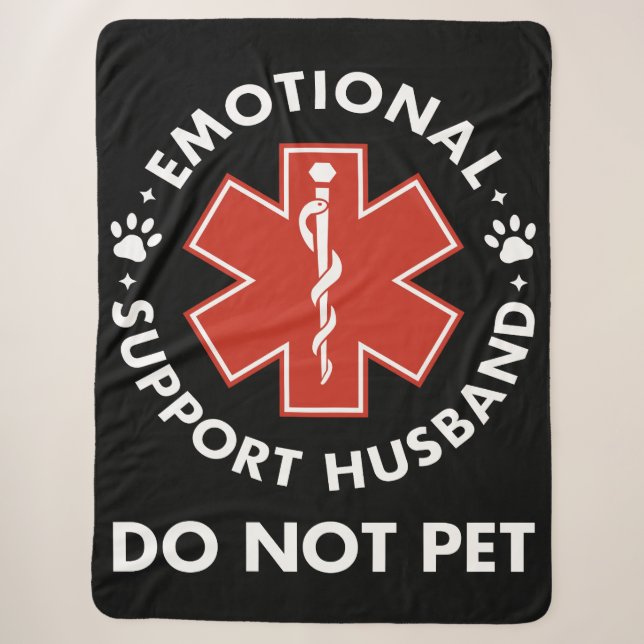 Emotional Support Husband Do Not Pet Sherpa Blanket (Front)