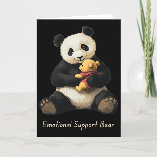 Emotional Support Panda Bear Holding A Cute Bear  Card (Front)