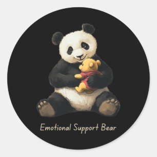 Emotional Support Panda Bear Holding A Cute Bear  Classic Round Sticker