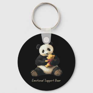 Emotional Support Panda Bear Holding A Cute Bear Key Ring