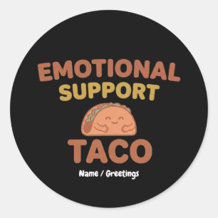 Emotional Support Taco Funny Retro Kawaii Comfort  Classic Round Sticker