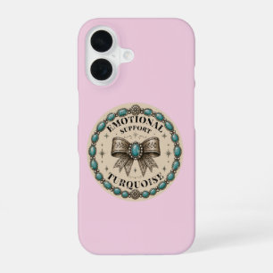 Emotional Support Turquoise Western Design iPhone 16 Case