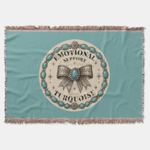 Emotional Support Turquoise Western Design Throw Blanket