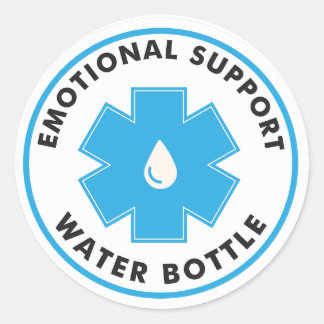 Emotional Support Water Bottle Classic Round Sticker