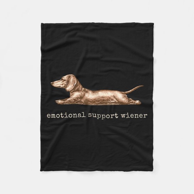 Emotional Support Wiener Funny Dachshund Dog Meme Fleece Blanket (Front)