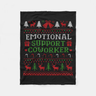 Emotional Suprt Coworker Funny Ugly Christmas Swea Fleece Blanket