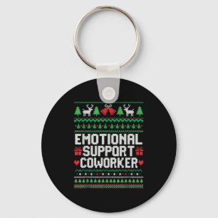 Emotional Suprt Coworker Funny Ugly Christmas Swea Key Ring