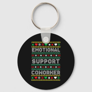 Emotional Suprt Coworker Funny Ugly Christmas Swea Key Ring