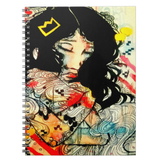 Emotional watercolor and ink art portrait drawing spiral notebook