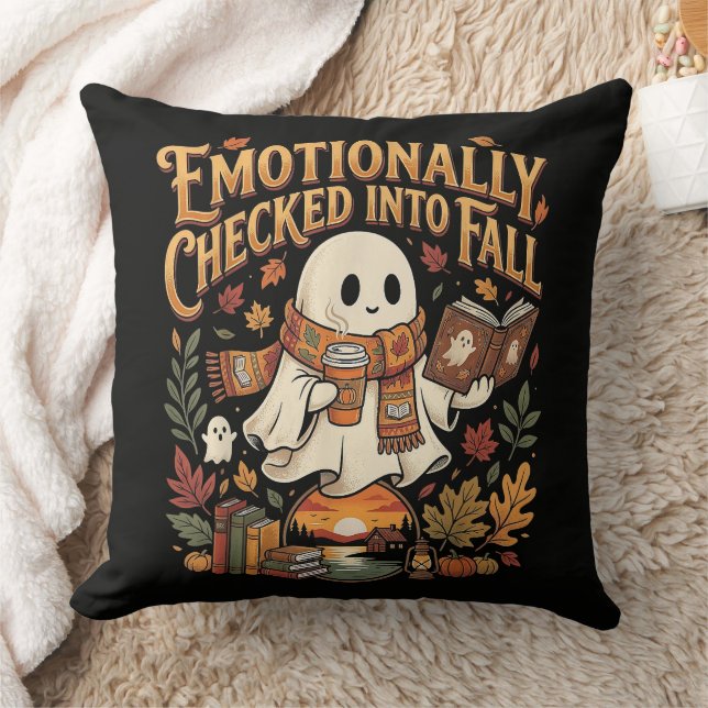 Emotionally Checked Into Fall Autumn Halloween Cushion (Blanket)
