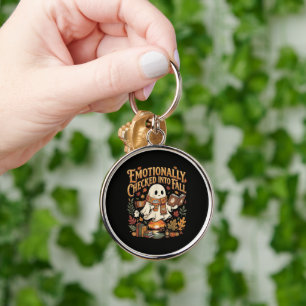 Emotionally Checked Into Fall Autumn Halloween Key Ring