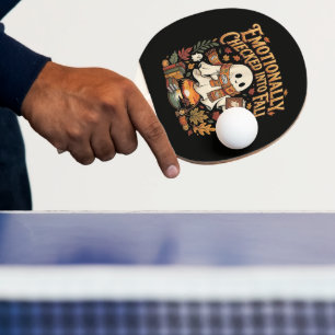 Emotionally Checked Into Fall Autumn Halloween Ping Pong Paddle