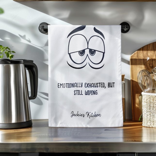 Emotionally Exhausted Funny Personalised Tea Towel (Creator Uploaded)