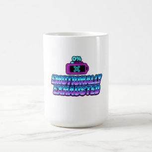 Emotionally Exhausted Neon Zero Battery Humour Coffee Mug