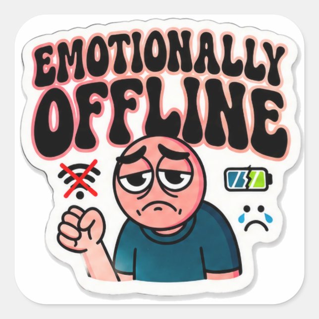 Emotionally Offline Aesthetic Sticker Low Battery (Front)