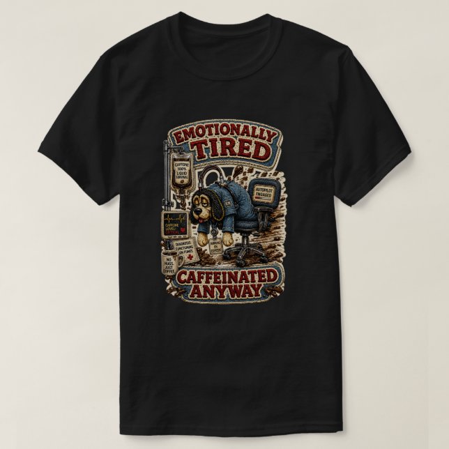 Emotionally Tired Caffeinated Anyway Personalised T-Shirt (Design Front)