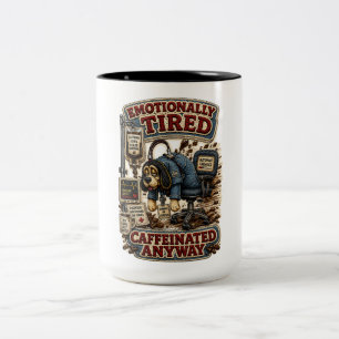 Emotionally Tired Caffeinated Anyway Personalised Two-Tone Coffee Mug