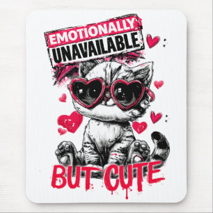 Emotionally Unavailable But Cute Cat with Sunglass Mouse Pad