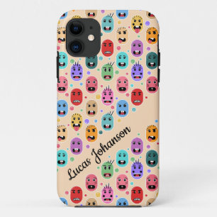 Emotions Colorful Faces Custom Name Case-Mate iPhone Case