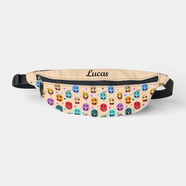 Emotions Colourful Faces Custom Name Bum Bags (Front)