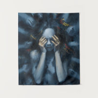 Emotive Abstract Portrait – Surreal Blue Art