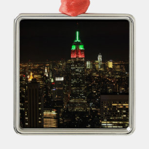 Emp St Bldg Christmas Colours at night 01 Metal Tree Decoration