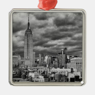 Emp St Bldg, Stormy NYC skyline, B&W Metal Tree Decoration
