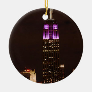 Emp St Building in Purple & White 01 Ceramic Tree Decoration