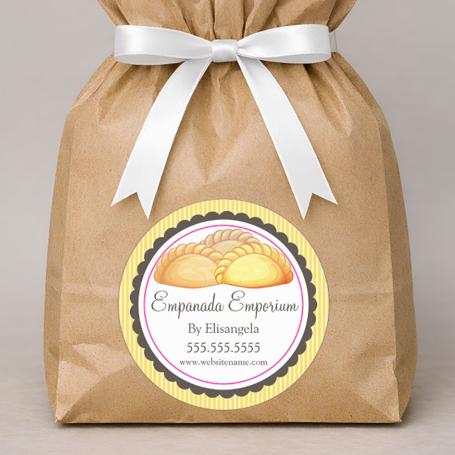 Empanada Turnover Bakery Box Seals (Empanada or turnover sticker in situ)