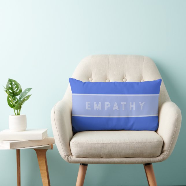 Empathy Royal Blue Stripes, Inspirational Elegant Lumbar Cushion (Chair)