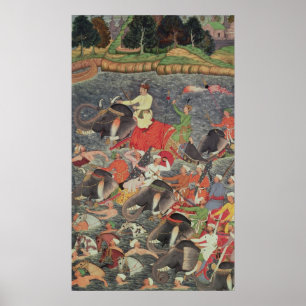 Emperor Akbar  crossing the River Ganges Poster
