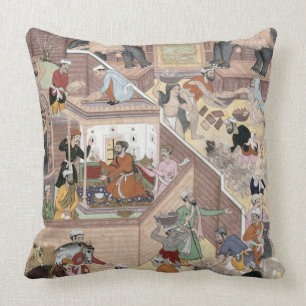 Emperor Akbar (r.1556-1605) inspecting the buildin Cushion