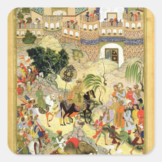 Emperor Akbar's triumphant entry into Surat, from Square Sticker (Front)
