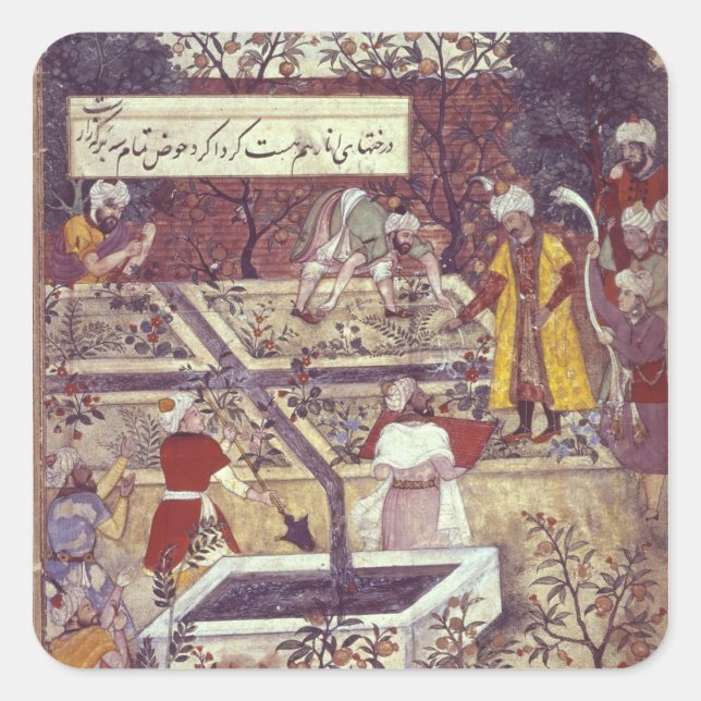 Emperor Babur and his architect plan Square Sticker (Front)