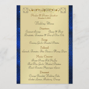 Emperor Blue Scroll Stained Glass Wedding Menu