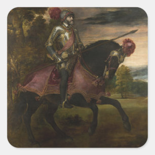 Emperor Charles V on Horseback (by Titian) Square Sticker
