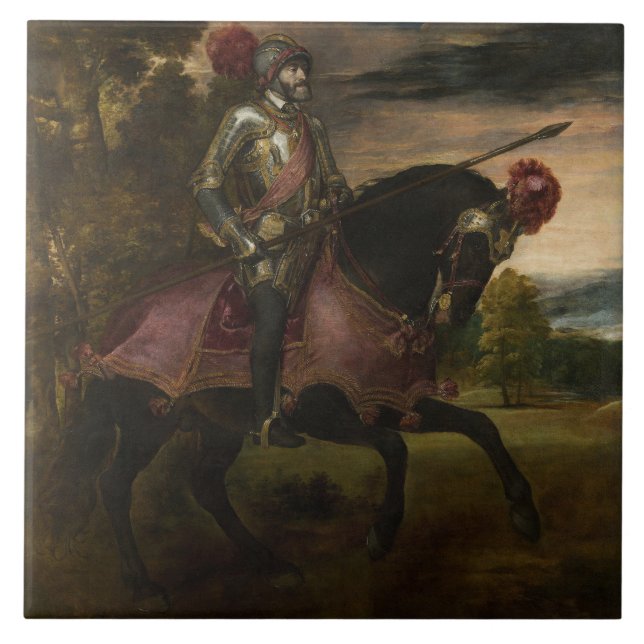 Emperor Charles V on Horseback (by Titian) Tile (Front)