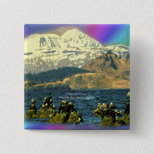 Emperor Geese on Chiniak Bay near Chiniak, Alaska 15 Cm Square Badge