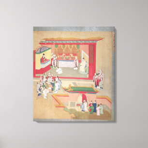 Emperor Hui Tsung  practising with the Buddhist Canvas Print