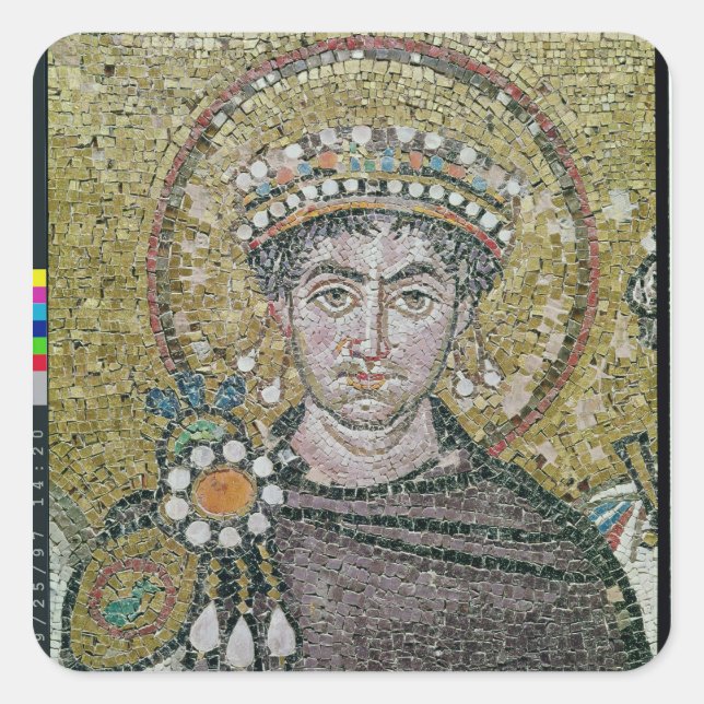 Emperor Justinian I  c.547 AD Square Sticker (Front)