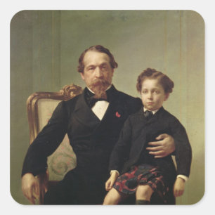 Emperor Louis-Napoleon Bonaparte  and his son Square Sticker