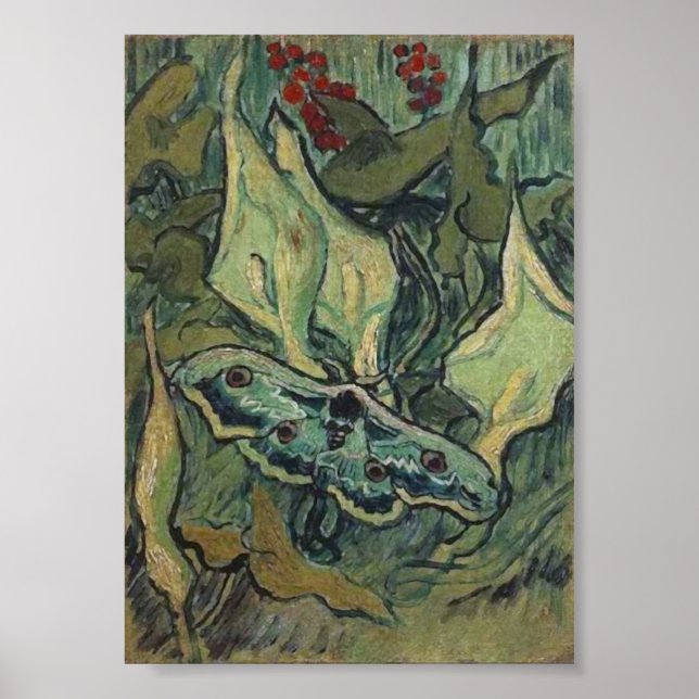 Emperor or Great Peacock Moth Van Gogh Fine Art Poster (Front)