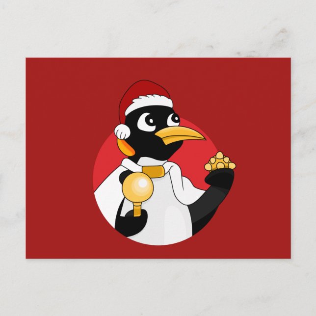 Emperor penguin Christmas cartoon Postcard (Front)