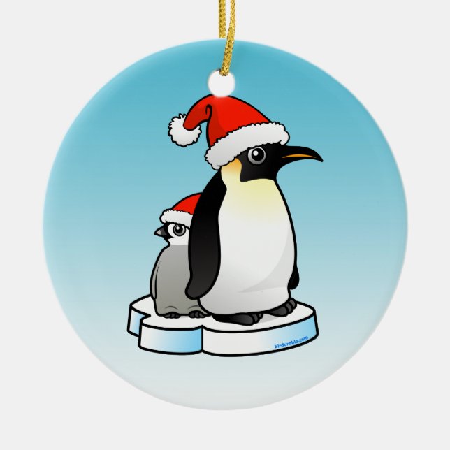 Emperor Penguin Christmas Ceramic Tree Decoration (Front)