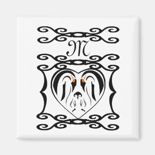 Emperor Penguin Elegant Iron Monogram Magnet