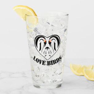 Emperor Penguin Family Love Heart Glass
